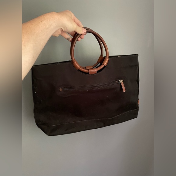 Vintage Fossil Leather Trim Canvas Tote Bag - Picture 2 of 6